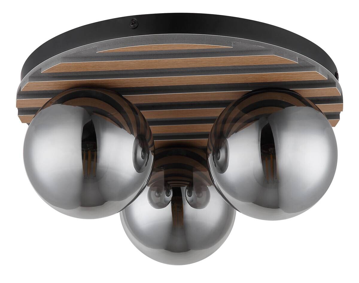GLOBO Deckenleuchte Parsons schwarz Holz Metall H/D: ca. 20x39 cm E27 3 Brennstellen