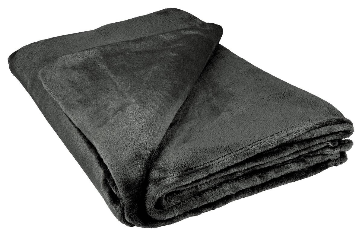 Flanelldecke anthrazit 100% Polyester B/L: ca. 140x200 cm