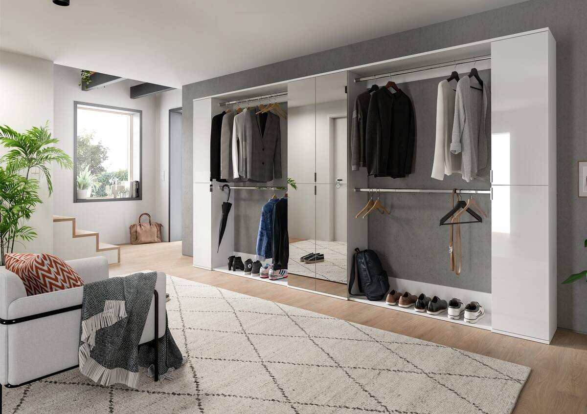Garderobe PROJEKT X weiß weiß Hochglanz B/H/T: ca. 341x191x37 cm