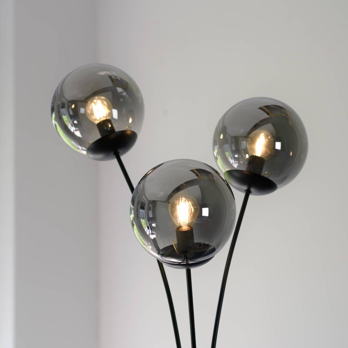 Just Light Stehlampe BIG WIDOW 14603-18 schwarz Rauchglas Metall B/H: ca. 35x185 cm E14 3 Brennstellen