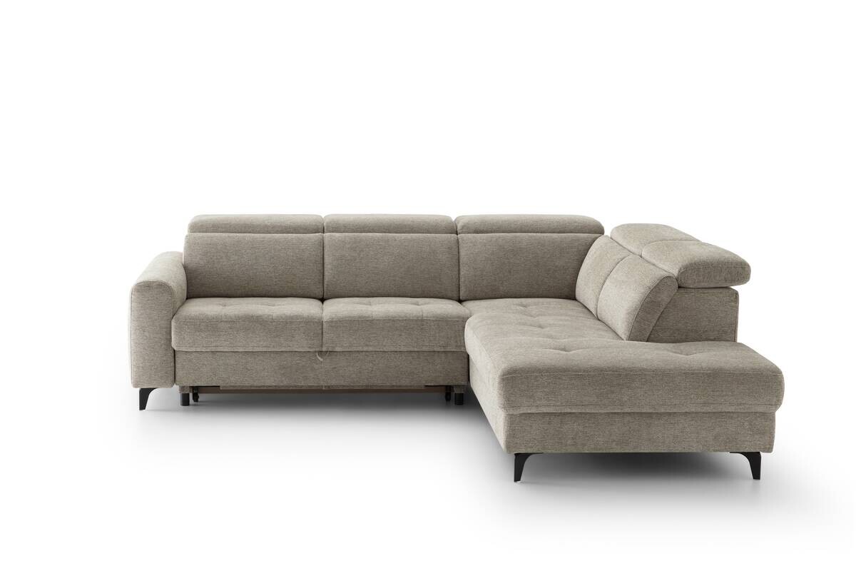 Ecksofa mit Bettfunktion taupe Flachgewebe B/H/T: ca. 258x96x221 cm