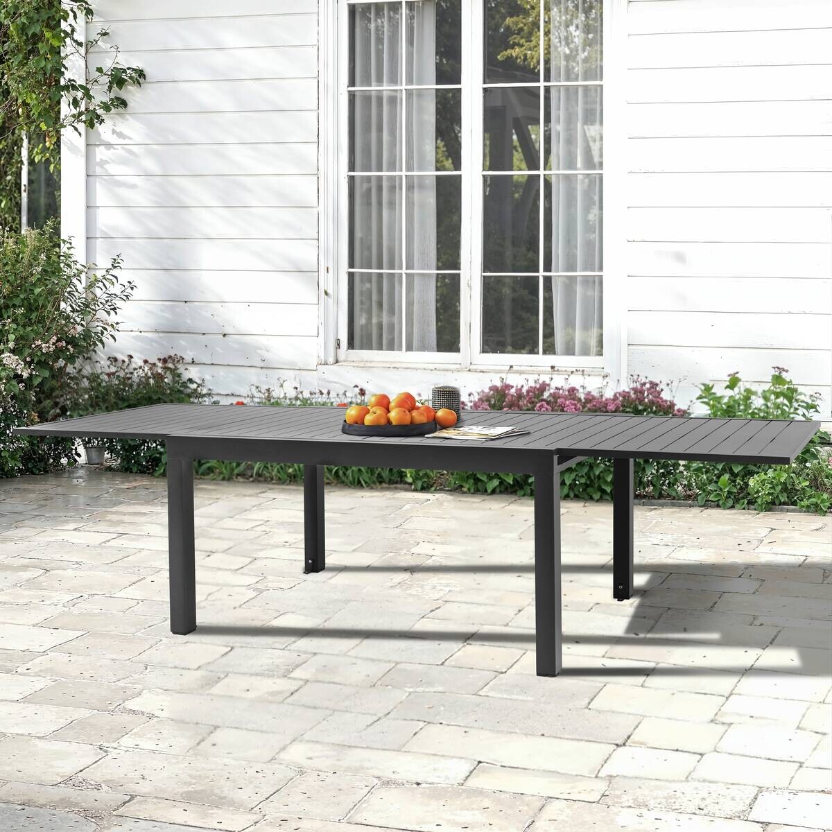 POCOline Gartentisch dunkelgrau Aluminium B/H/L: ca. 90x75x135 cm