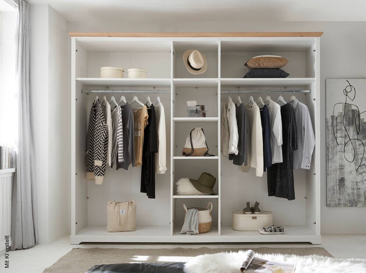 Kleiderschrank Jasmin II weiß Pinie Nachbildung B/H/T: ca. 264x220x64 cm