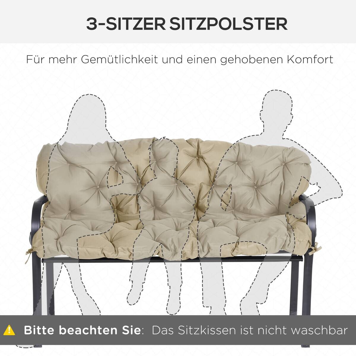 Outsunny Bankauflage khaki Schaumstoff B/H/L: ca. 98x8x150 cm