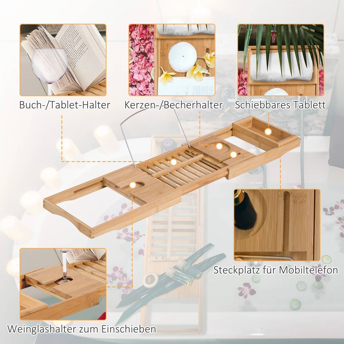 HOMCOM Haushaltshelfer natur B/H/L: ca. 218x105x5 cm