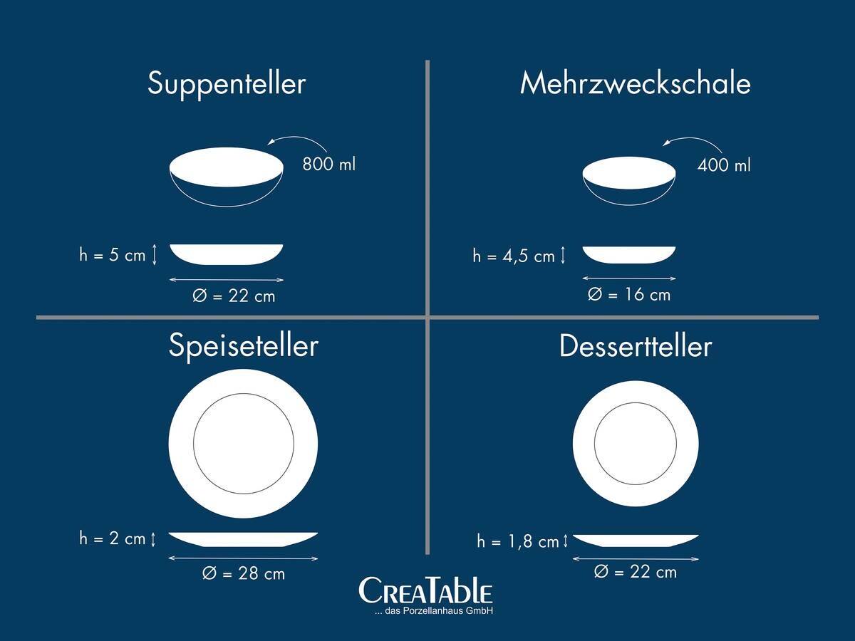 CreaTable Tafelservice Unico Toscania offwhite Steinzeug 16 tlg.
