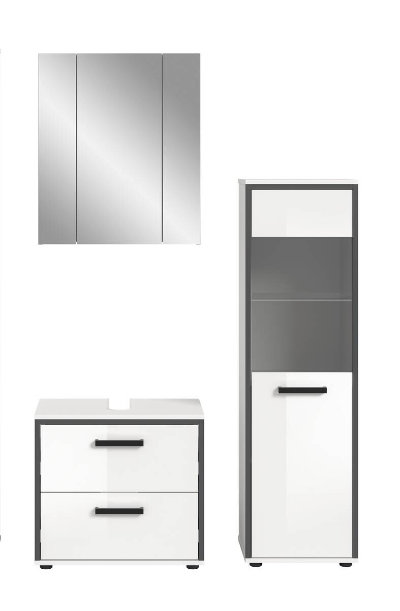 Badblock KOJAK weiß Hochglanz anthrazit grau B/H/T: ca. 115x188x37 cm