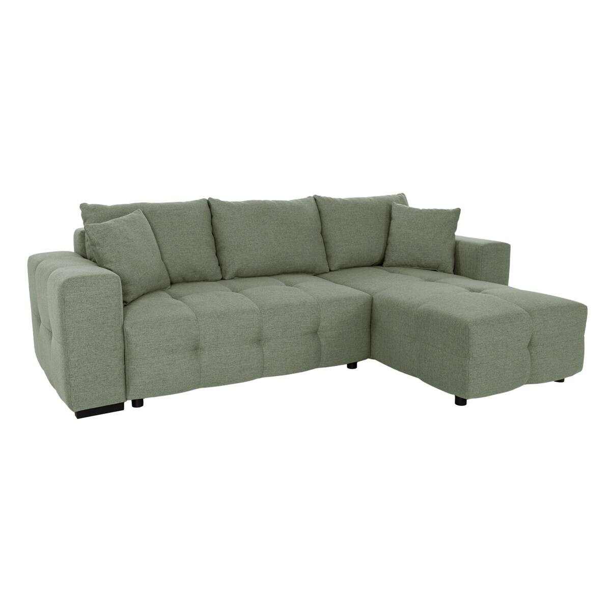 Ecksofa mit Bettfunktion und Bettkasten salbei Webstoff B/H/T: ca. 247x83x162 cm