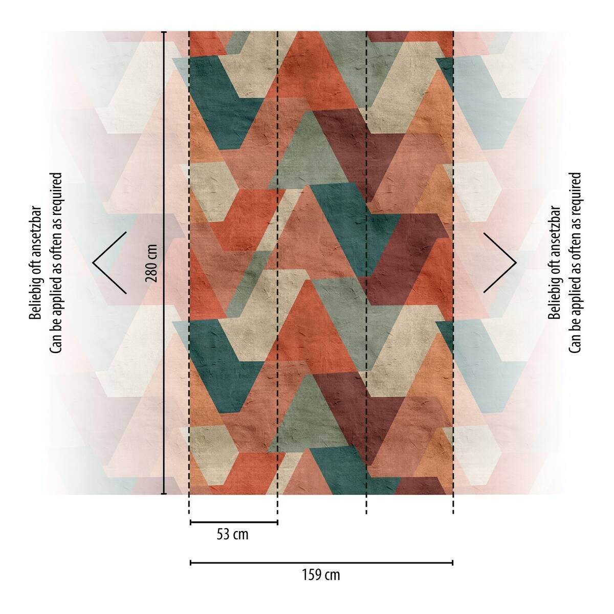Livingwalls Fototapete Retro Design orange petrol grün B/L: ca. 280x159 cm