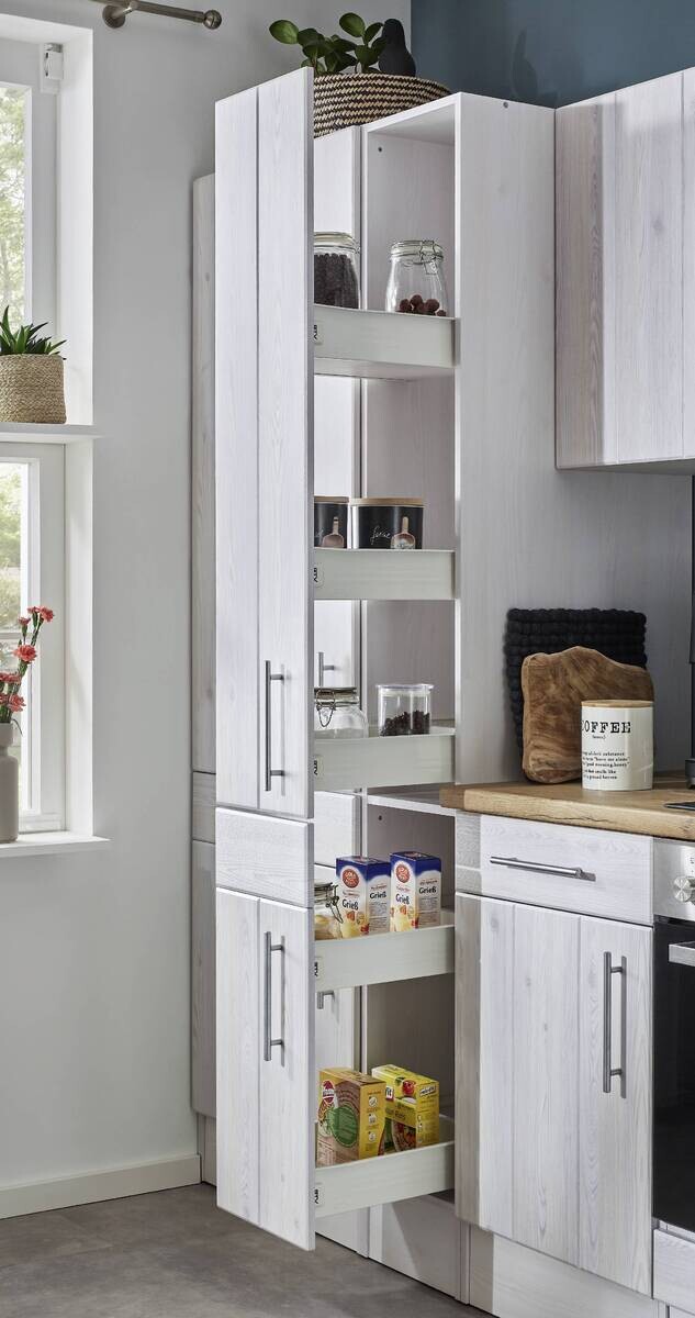 Respekta Winkelküche BERPL310LHWC weiß Lärche Nachbildung B/H/T: ca. 310x211x172 cm