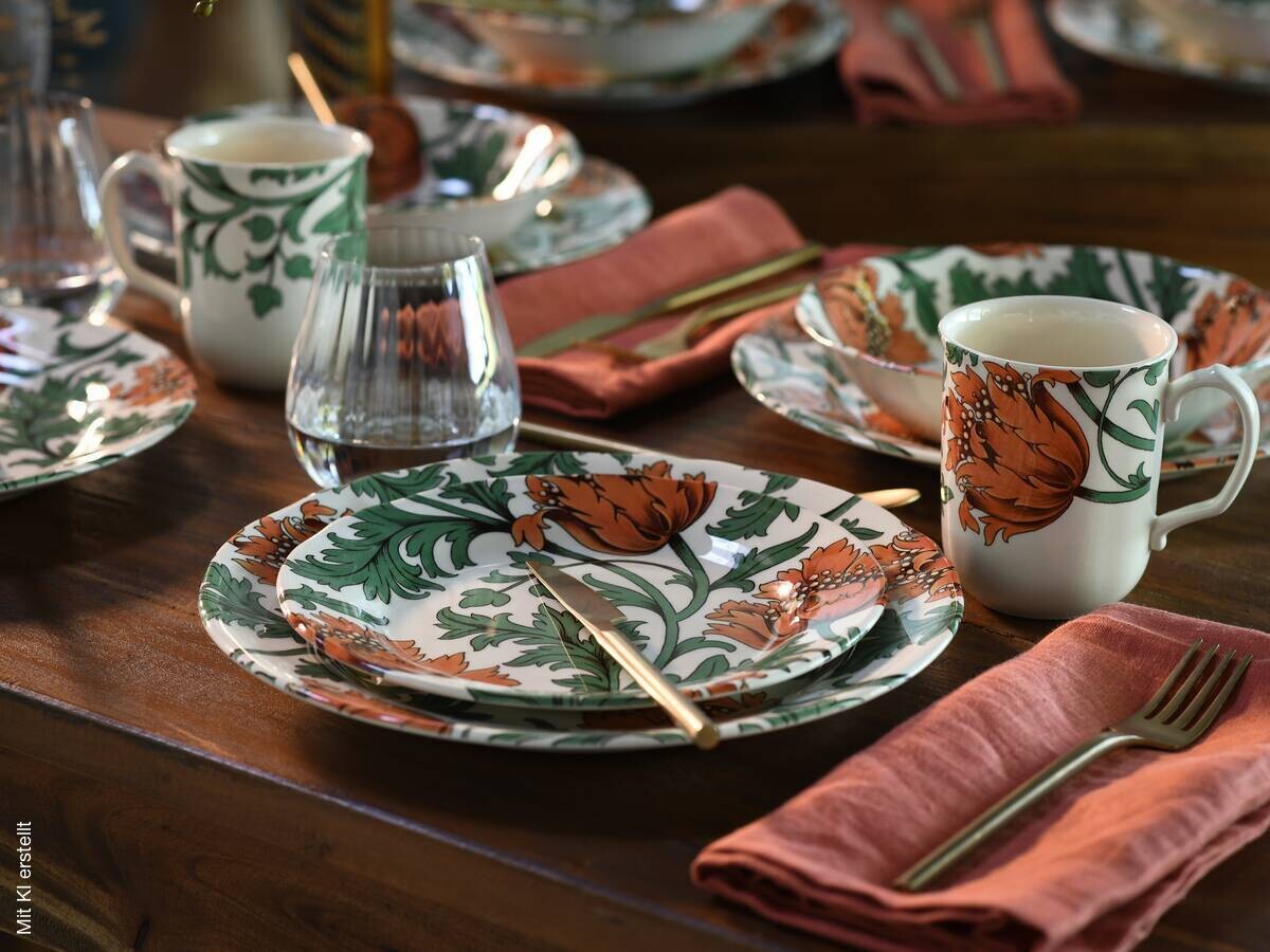 CreaTable Kombiservice Florentina rot Steingut 16 tlg.
