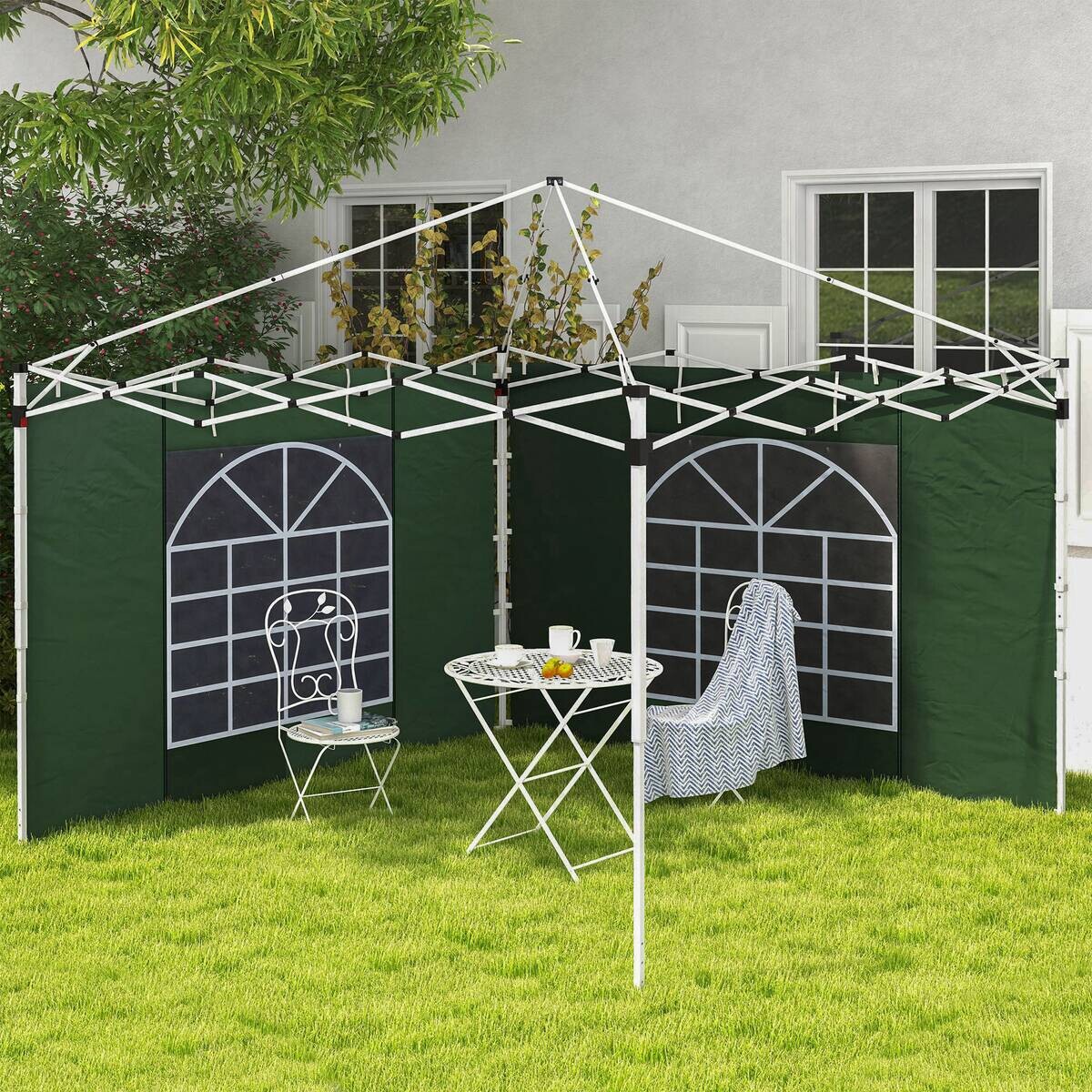 Outsunny Seitenteile für Pavillon grün Polyester B/H/L: ca. 295x195x0,01 cm