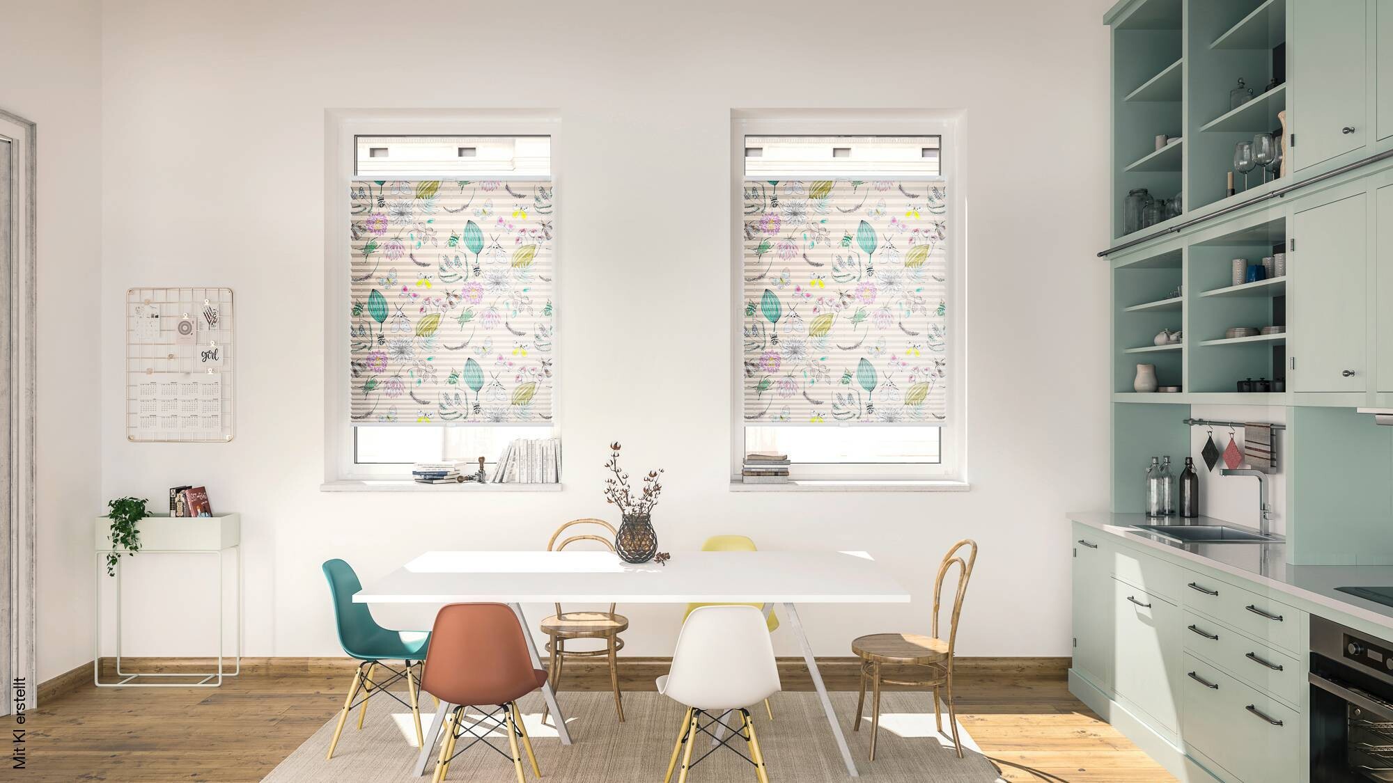 LICHTBLICK Spannplissee Bohemian Garden bunt B/L: ca. 90x130 cm