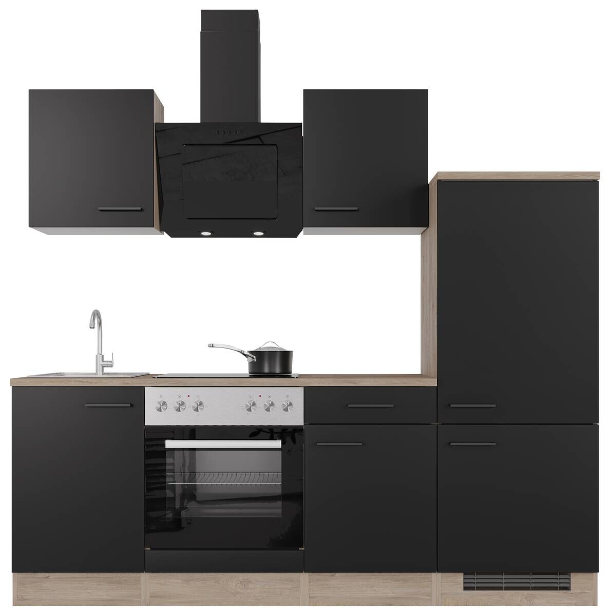 Küchenblock Capri schwarz matt B/H/T: ca. 220x200x60 cm