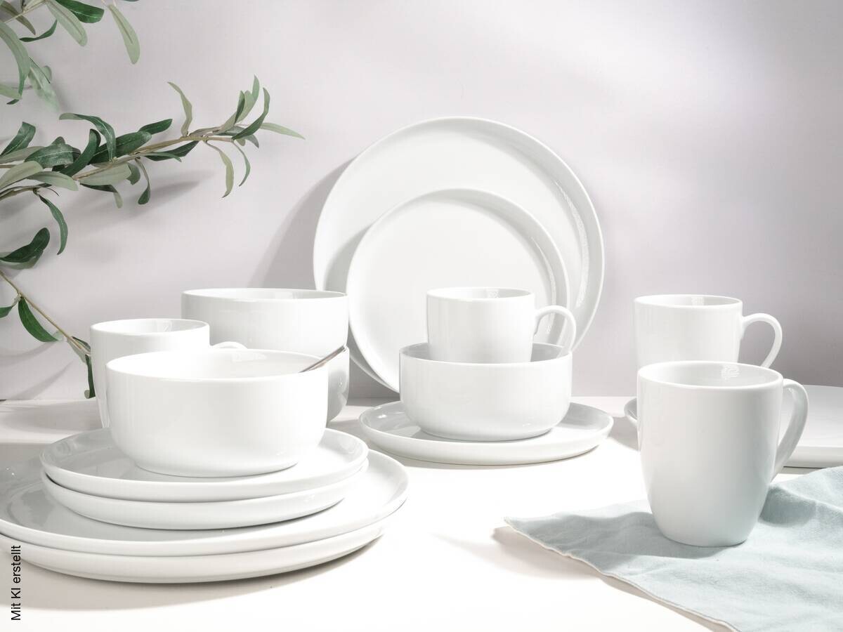 CreaTable Kombiservice Scandi weiß Porzellan 16 tlg.