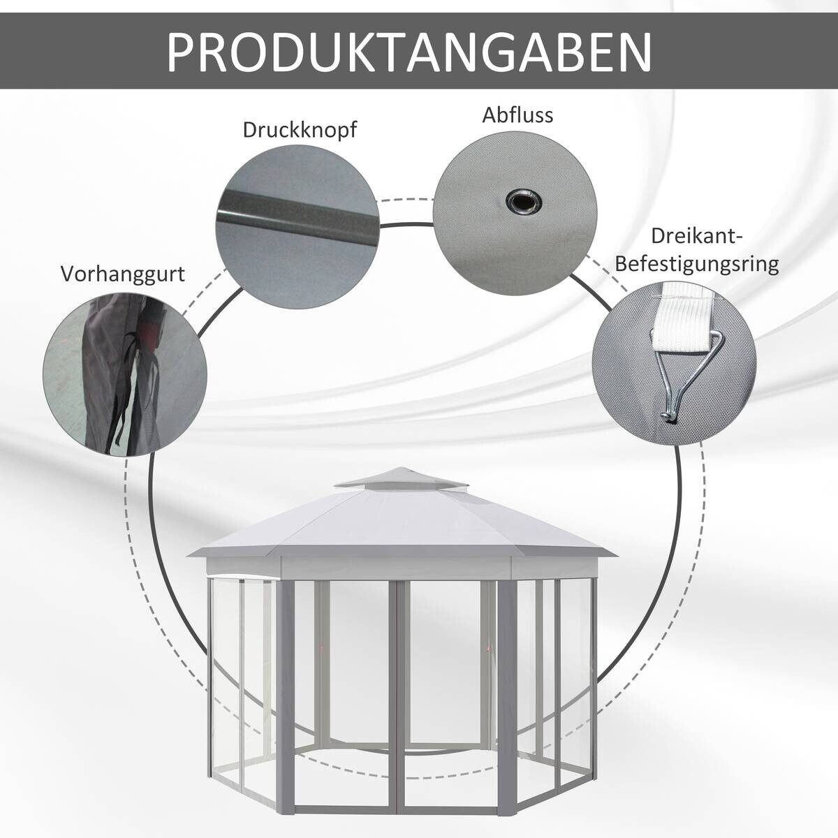 Outsunny Pavillon grau Polyester B/H/L: ca. 405x405x285 cm