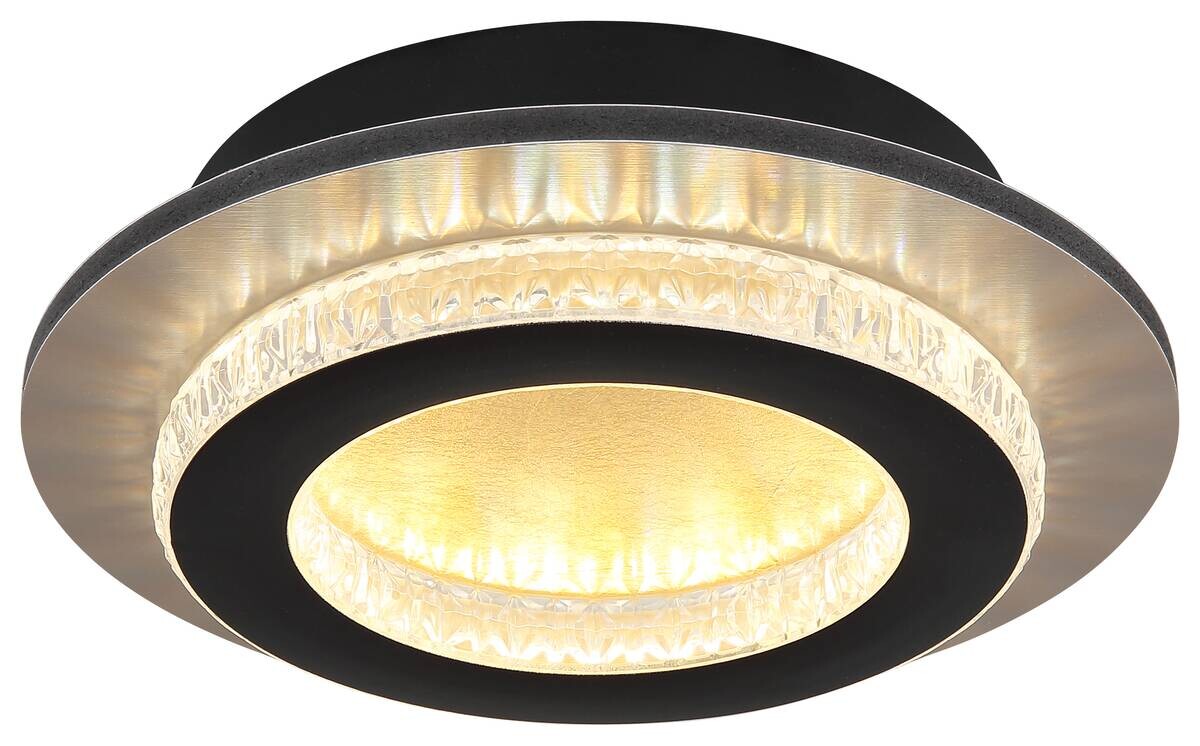 GLOBO LED-Deckenleuchte mattschwarz klar gold Metall Kunststoff H/D: ca. 5,5x20 cm 1 Brennstellen