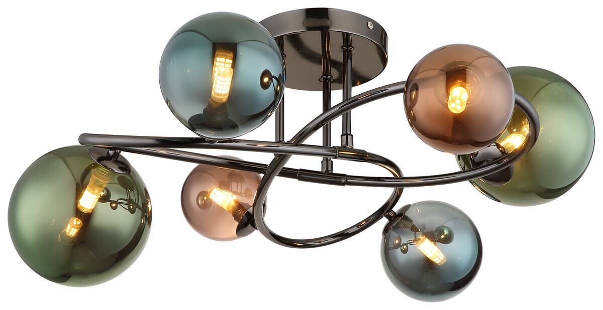 GLOBO Deckenleuchte Riha grau bronze Glas Metall H/D: ca. 25x65 cm 6 Brennstellen