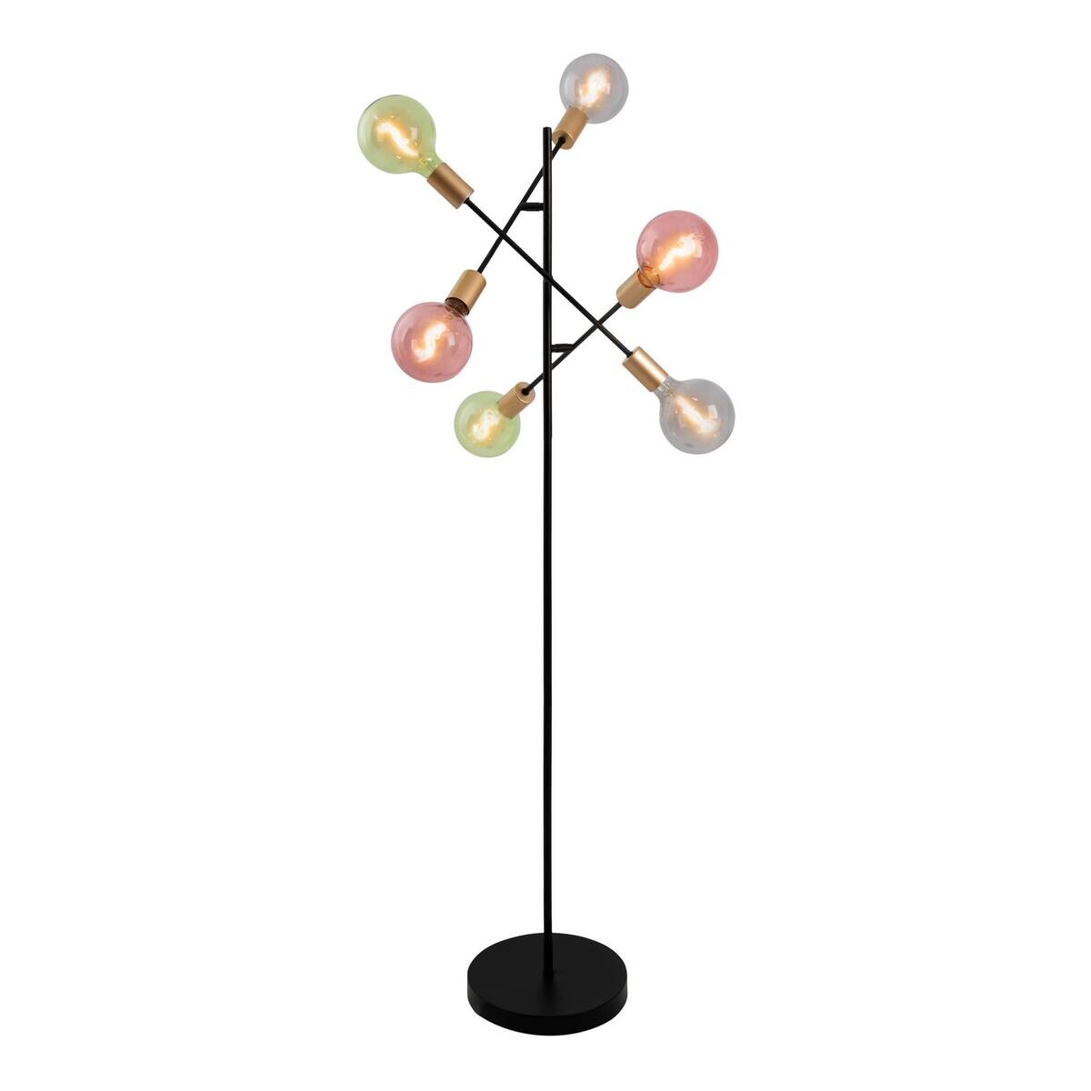 Näve Leuchten Stehlampe schwarz Metall B/H/T/D: ca. 49x150x49x49 cm E27 6 Brennstellen