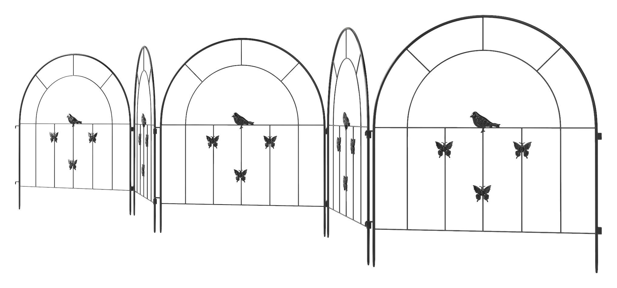 Outsunny Gartenzaun schwarz Stahl B/H/L: ca. 1x70x300 cm