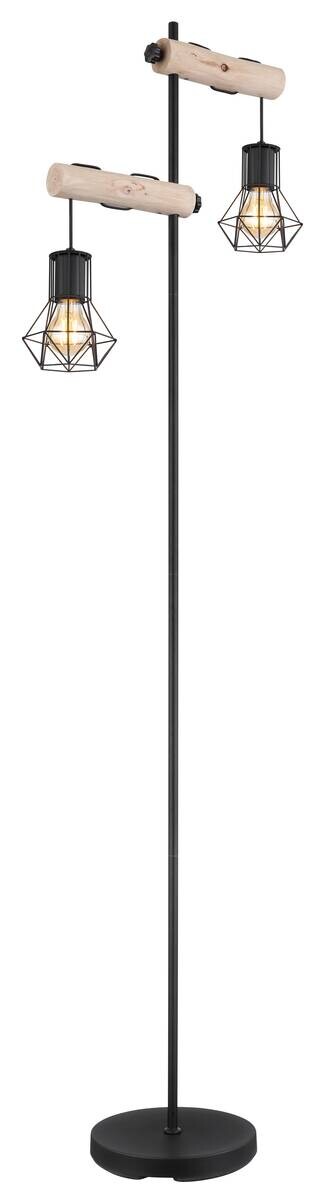 GLOBO Stehlampe Priska schwarz Metall B/H/T: ca. 25x168x48 cm E27 2 Brennstellen