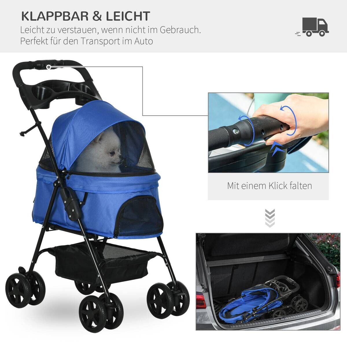 PawHut Hunde-Zubehör blau Edelstahl B/H/L: ca. 45x67x96 cm