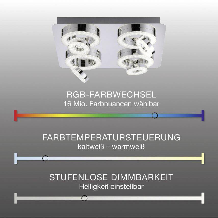 Just Light Smarte Deckenleuchte 14662-17 B/H: ca. 40x15 cm