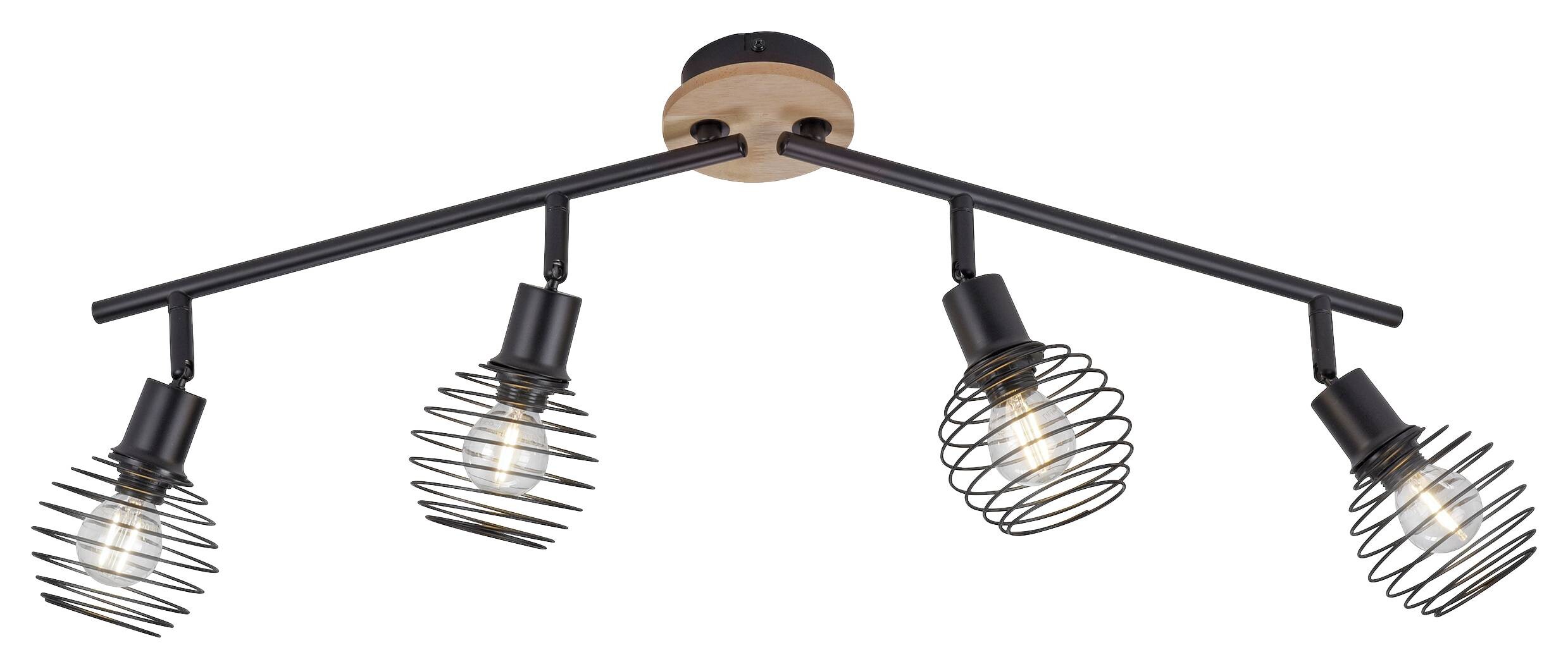 Just Light Deckenleuchte 15924-79 Eugen natur schwarz Aluminium Holzwerkstoff 4 Brennstellen