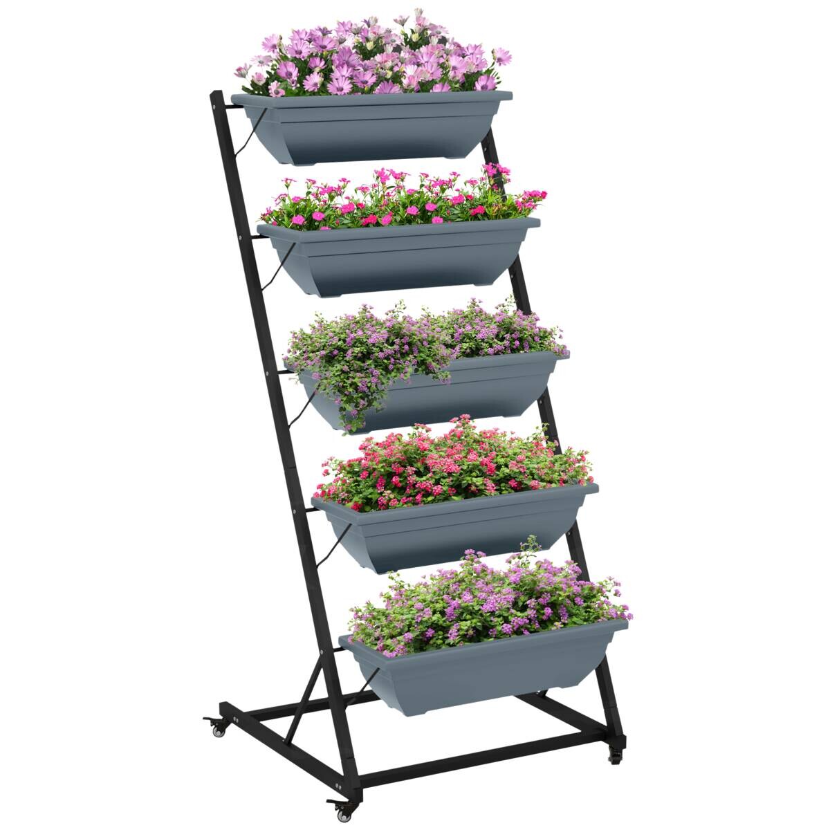 Outsunny Pflanzständer grau Polypropylen B/H/L: ca. 67x65x145 cm