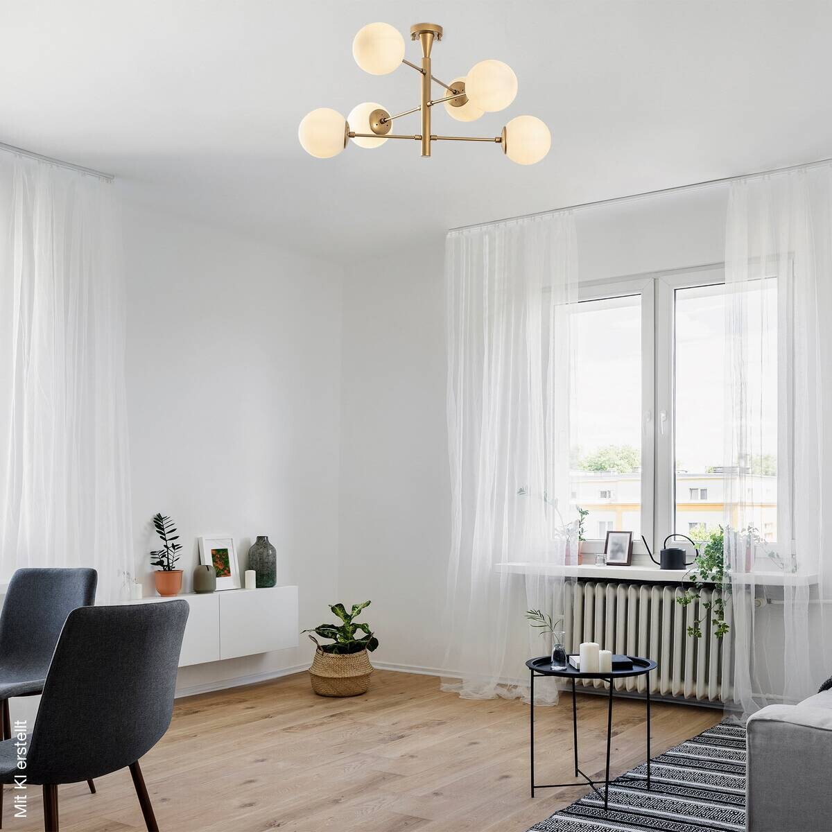 Opviq Pendelleuchte gold Glas Metall B/H/T/L/D: ca. 75x40x75x75x75 cm E14 6 Brennstellen