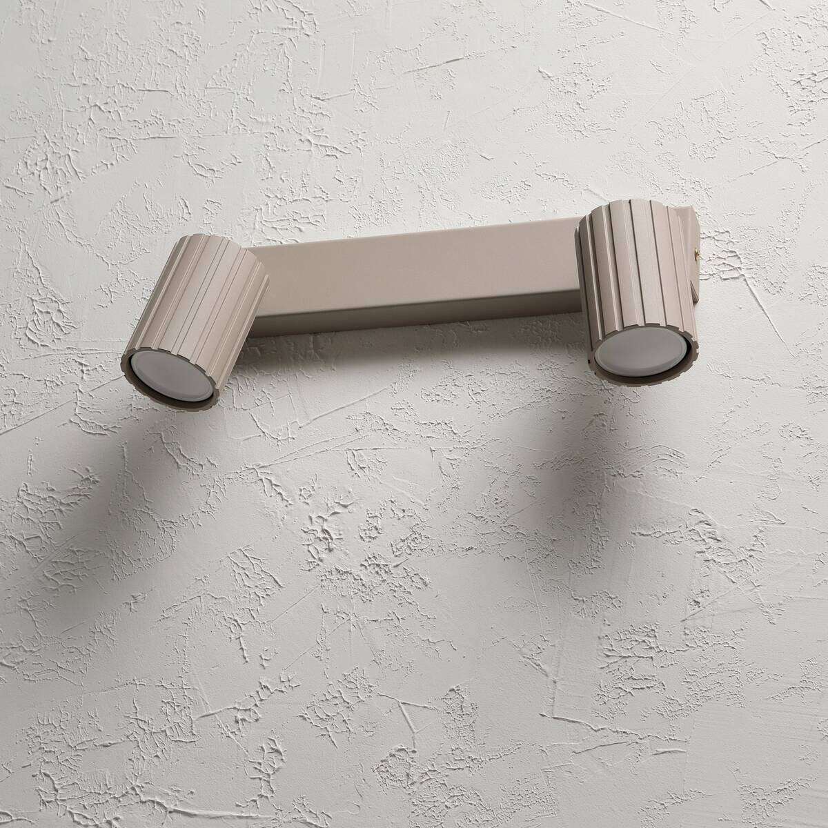 Lamkur Strahler Prisma beige Stahl B/H/L: ca. 6,5x16,5x30 cm 2 Brennstellen