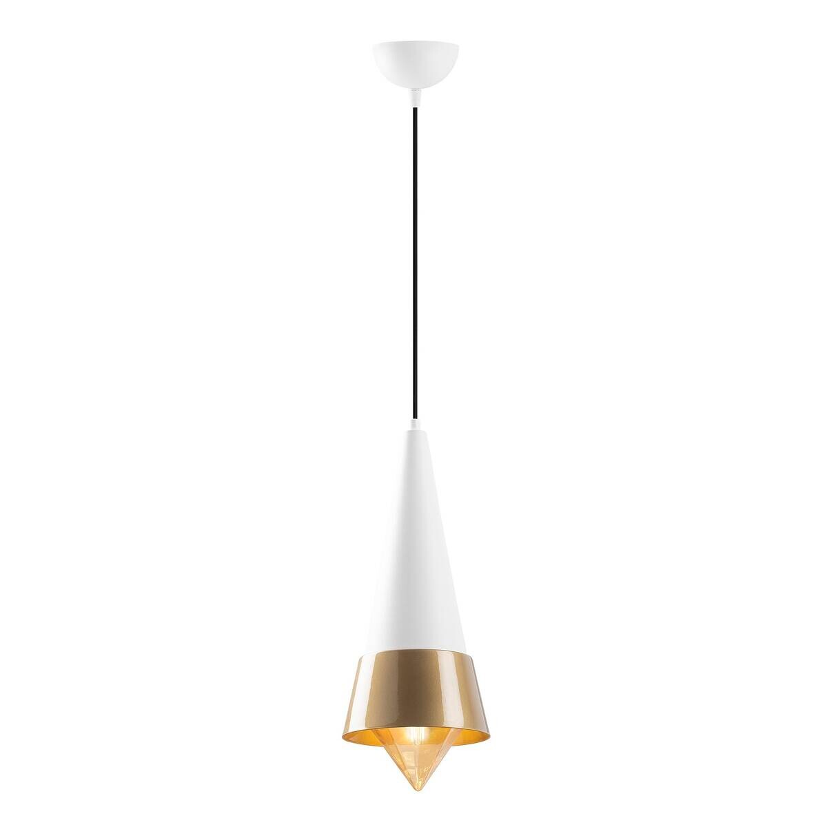 Opviq Pendelleuchte weiß gold B/H/T: ca. 19x137x19 cm E27 1 Brennstellen