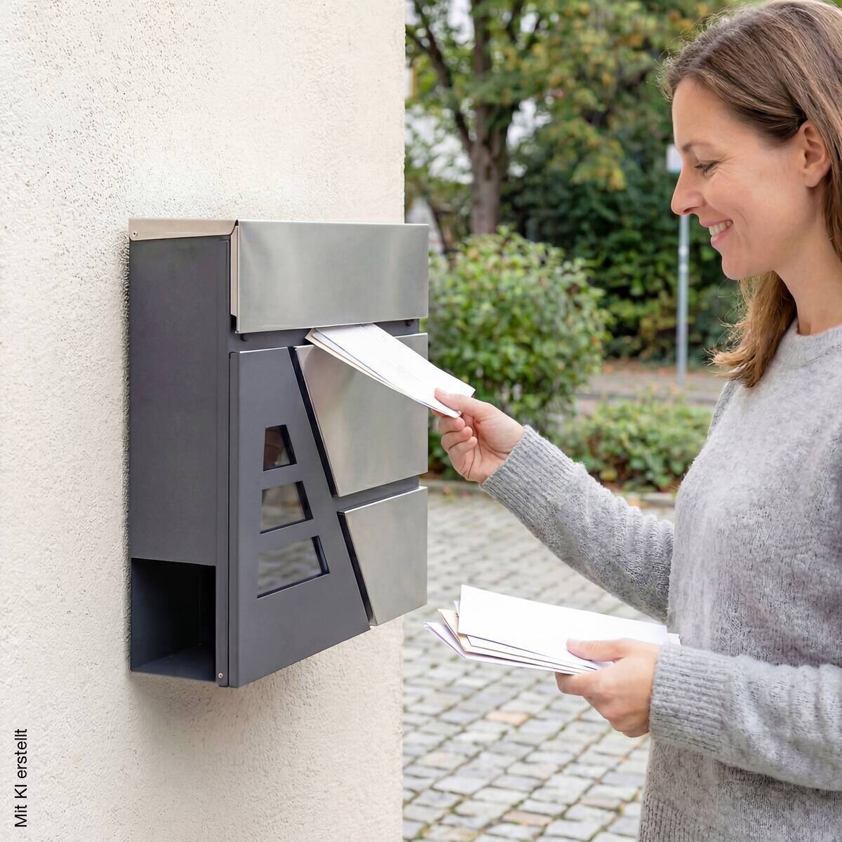 HOMCOM Briefkasten dunkelgrau B/H/T: ca. 37x10x37 cm