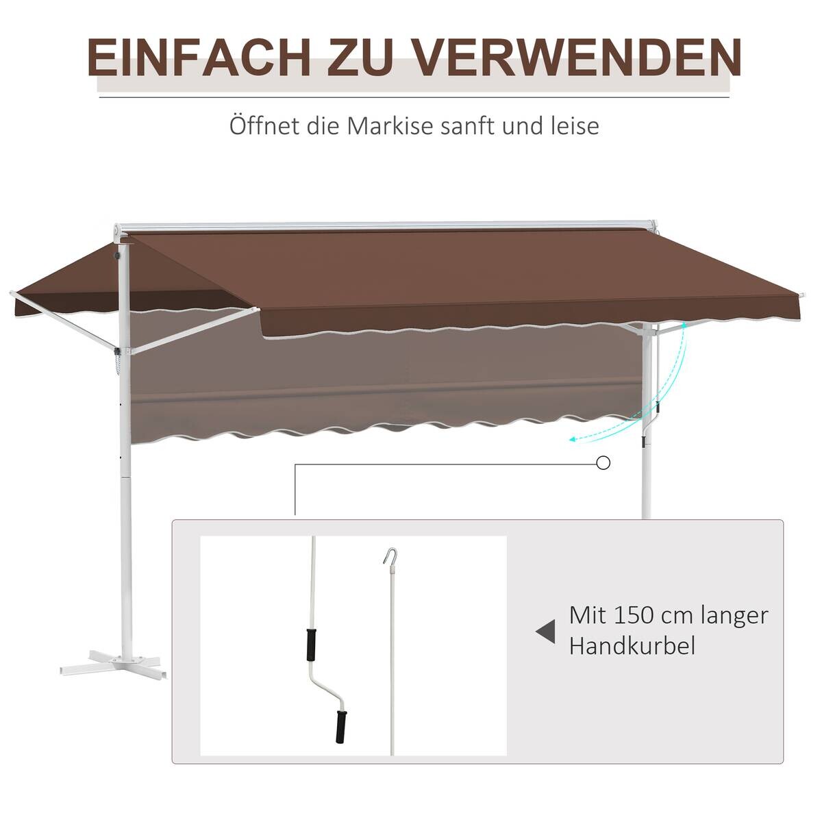 Outsunny Markise braun B/H/L: ca. 298x395x255 cm