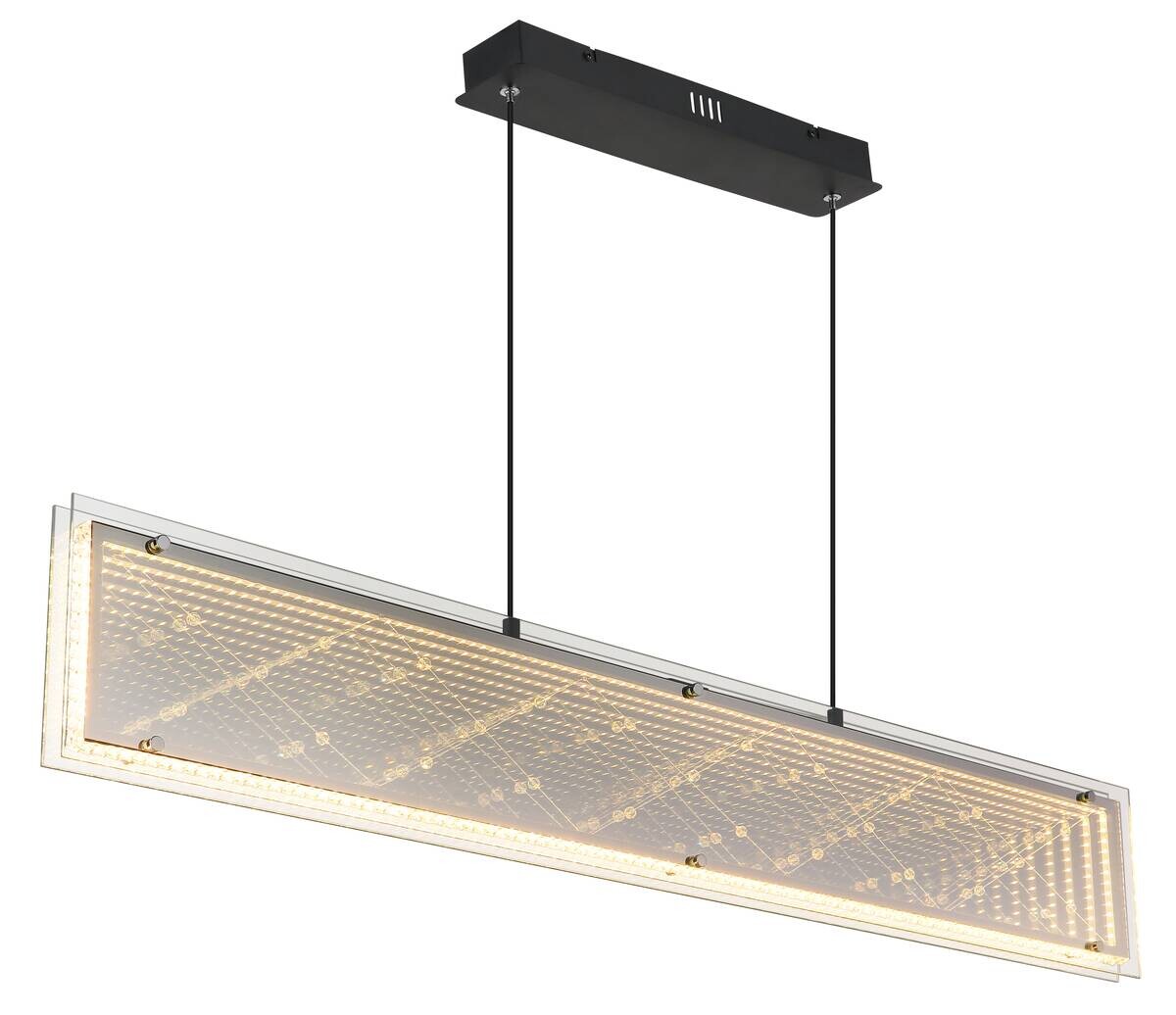 GLOBO Hängeleuchte klar schwarz Aluminium Glas Kunststoff B/H/L: ca. 8x120x113 cm 1.0 Brennstellen