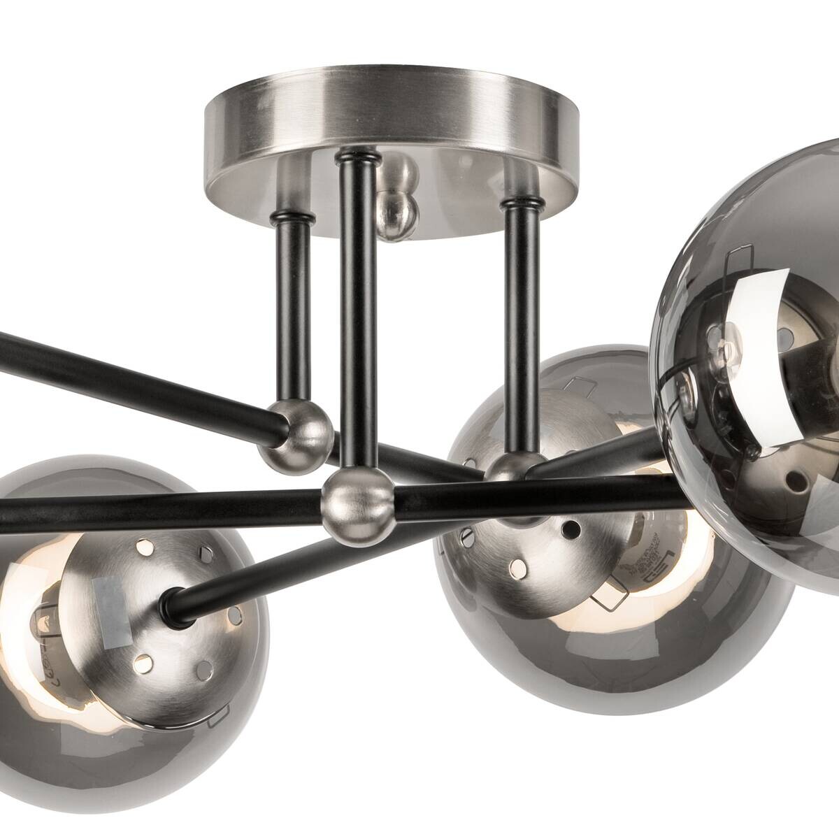 Lamkur Anbauleuchte Malena Chrom schwarz Glas Stahl B/H/L: ca. 64x20x64 cm E14 6 Brennstellen