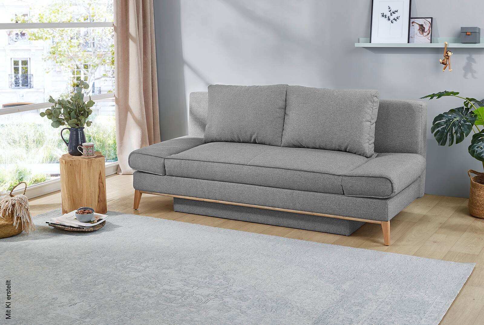 Schlafsofa grau Microfaser B/H/T: ca. 198x87x92 cm