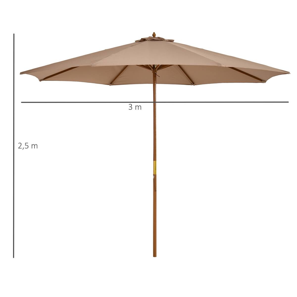 Outsunny Sonnenschirm khaki Bambus H/D: ca. 250x300 cm