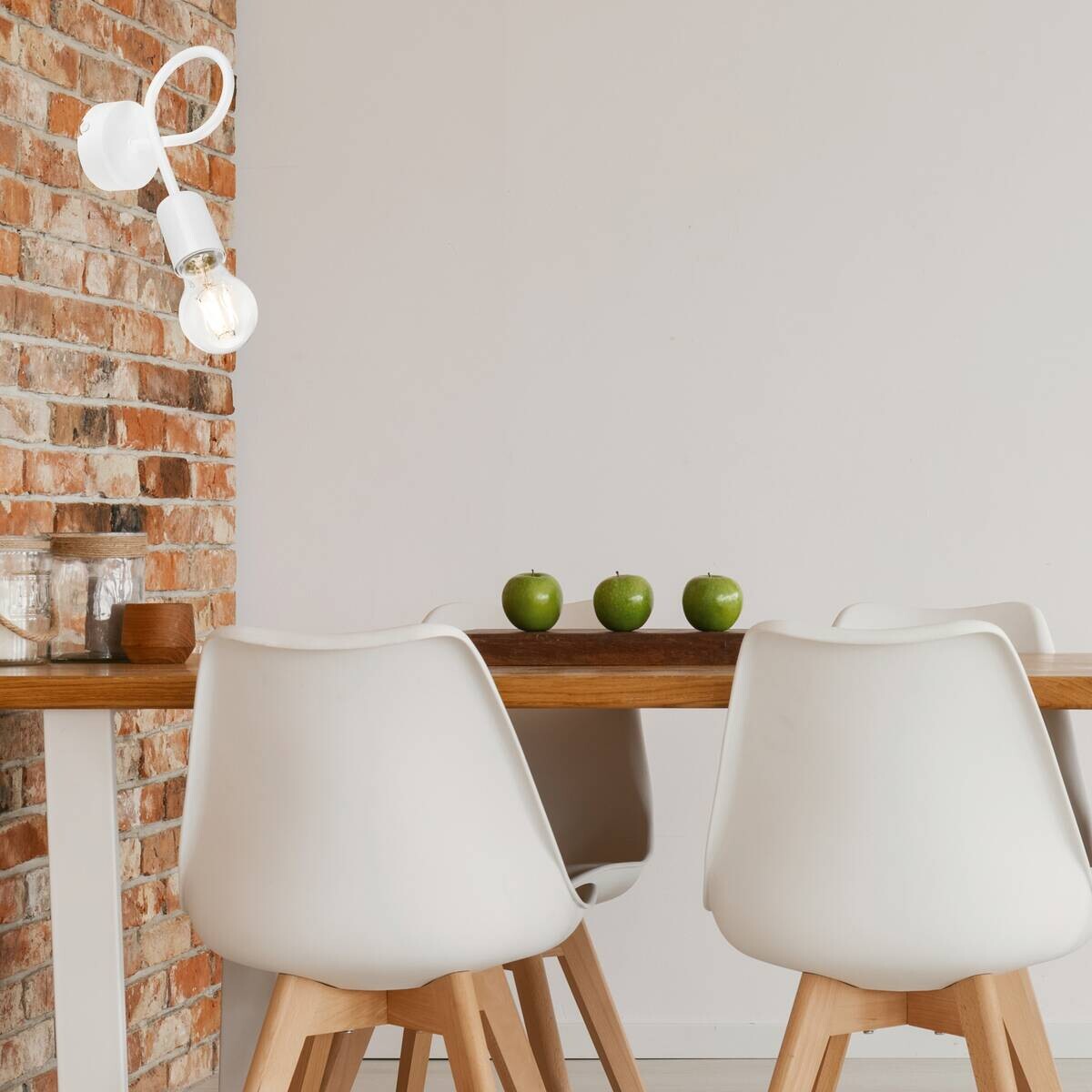 Lamkur Wandleuchte CAMILLA 36878 weiß Stahl H/L: ca. 18x8 cm E27 1 Brennstellen