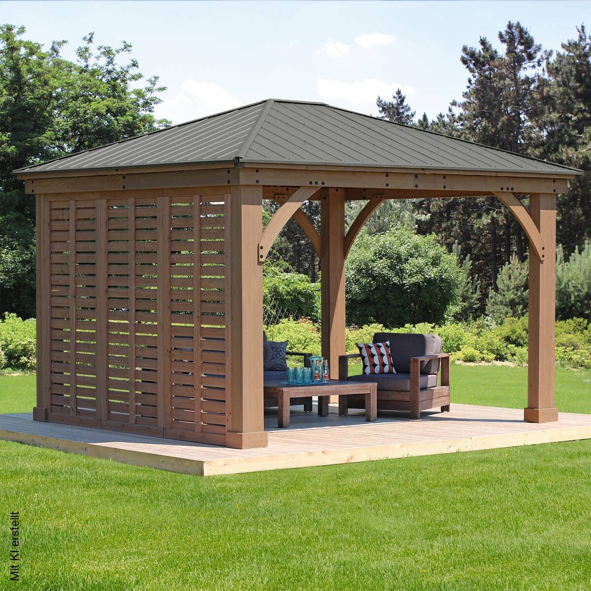 Westmann Seitenwand für Pavillon Devon natur Holz B/H/T: ca. 322,6x226,7x7,6 cm