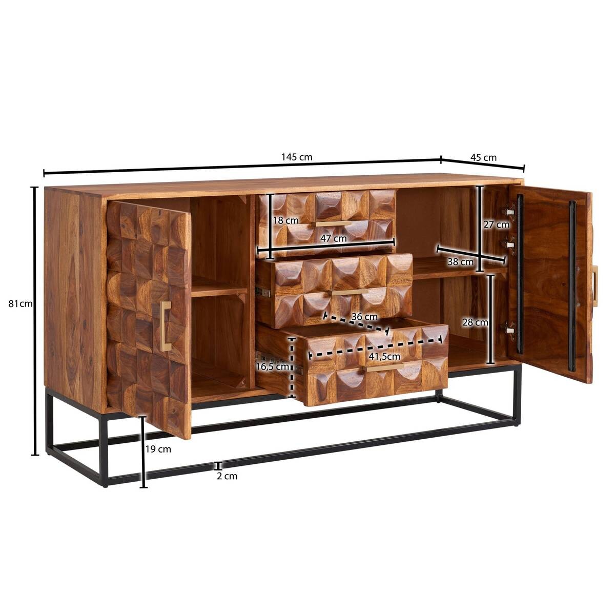 Sideboard rosenholz Nachbildung B/H/T: ca. 145x81x45 cm