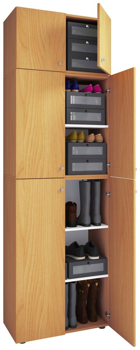 Schuhschrank Lona buche weiß B/H/T: ca. 70x223x39 cm