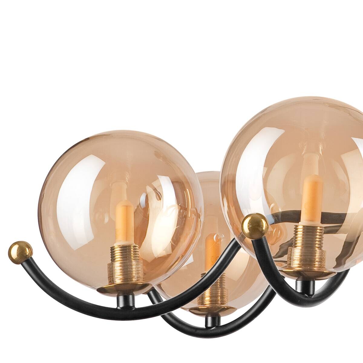 Lamkur Pendelleuchte GEORGIA 49298 gold schwarz Stahl Glas H/L: ca. 48,5x66 cm E27 7 Brennstellen