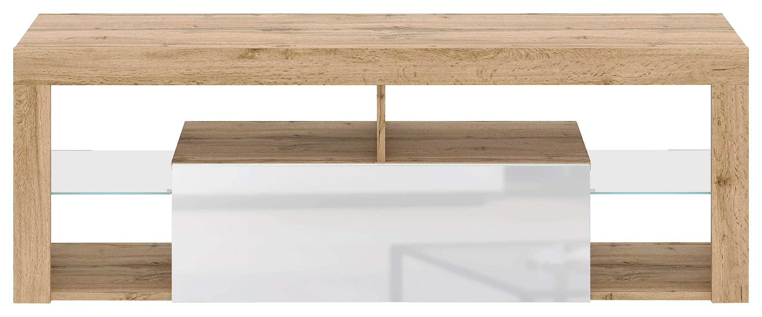 TV-Lowboard TV LOWBOARD Everest 140 Eiche Wotan Nachbildung weiß glänzend B/H/T: ca. 140x50x35 cm