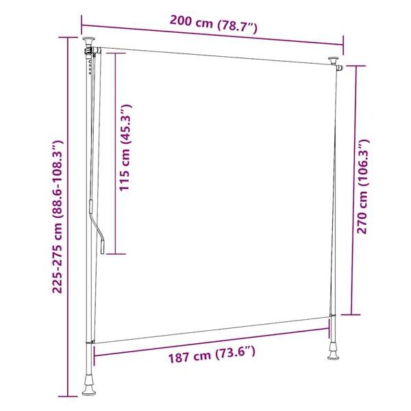 vidaXL Senkrechtmarkise creme B/H: ca. 200x270 cm