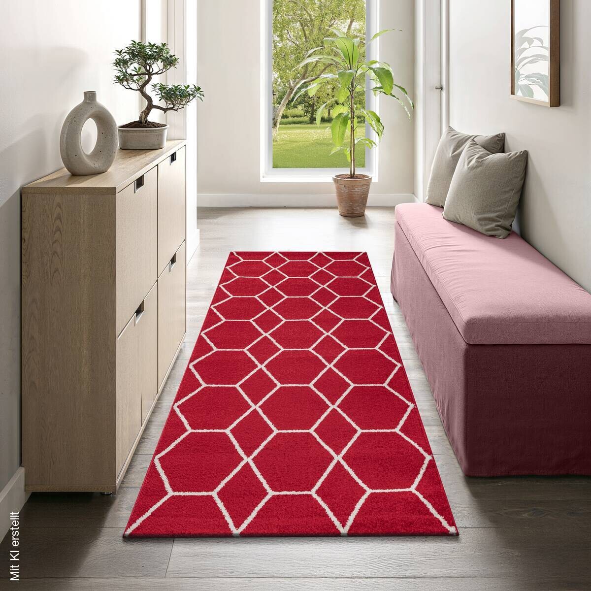 Sanat Teppich Trellis rot B/L: ca. 80x200 cm