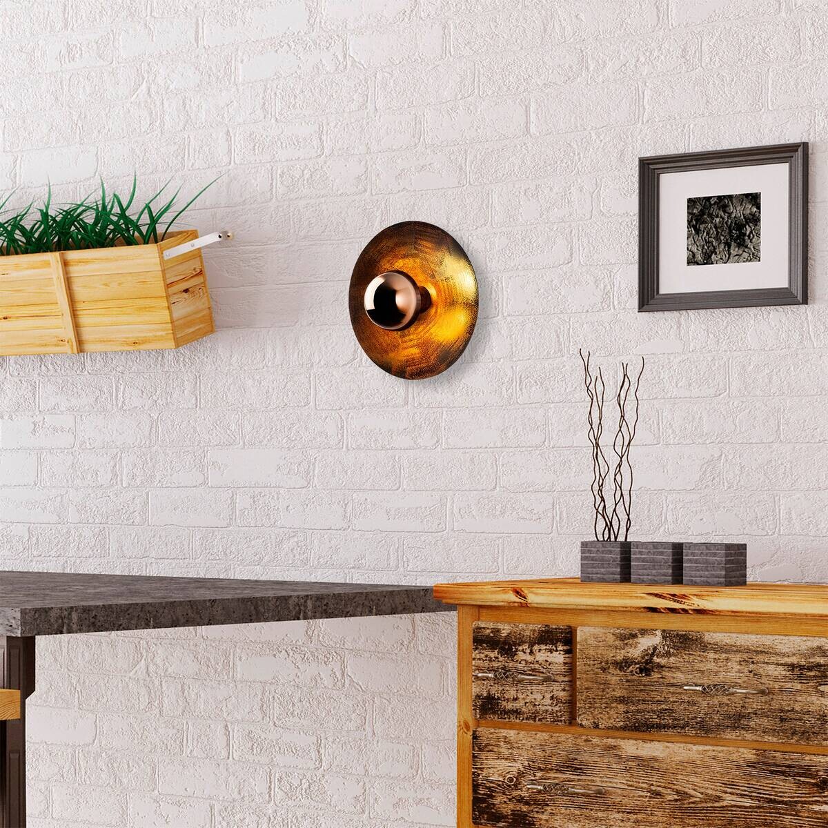 Opviq Wandleuchte Kurt Kupfer Metall B/H/T/L/D: ca. 28x26x28x28x28 cm G9 1 Brennstellen