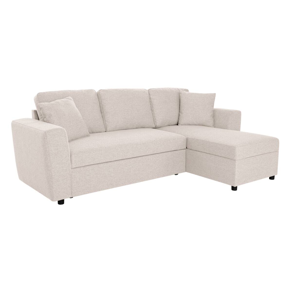 Ecksofa mit Bettfunktion und Bettkasten beige Webstoff B/H/T: ca. 234x86x144 cm