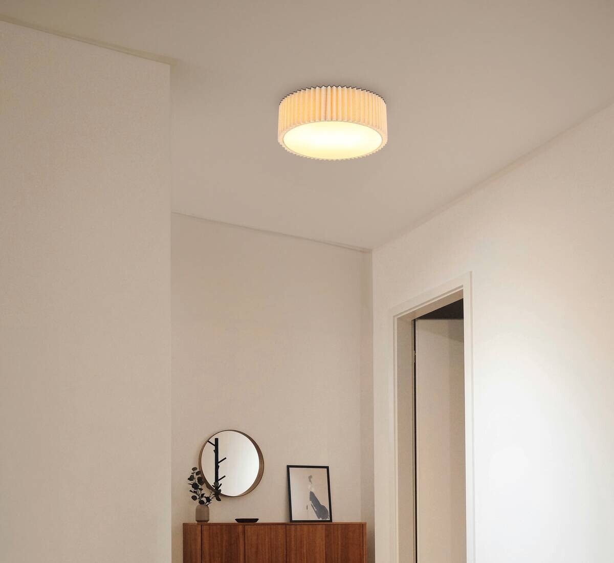 GLOBO Deckenleuchte natur weiß Opal Textil Metall Kunststoff H/D: ca. 13x33 cm E27 2 Brennstellen