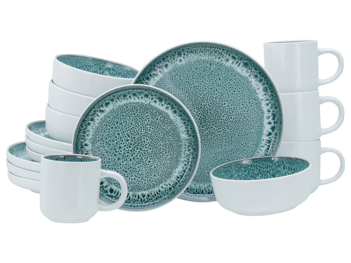 CreaTable Kombiservice Nordic Fjord eisblau Steinzeug 16 tlg.